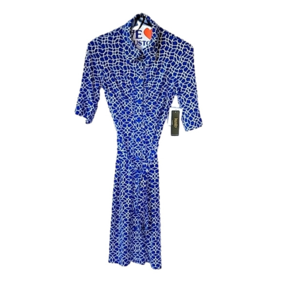 Laundry by Shelli Segal Royal Blue White Print Dress Size 2 NWT - Picture 1 of 9